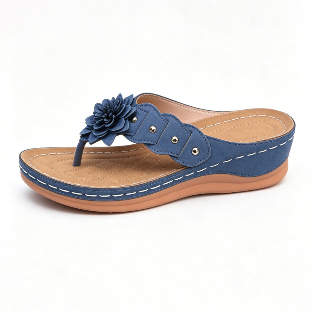 Floral Wedge Flip-Flops – Slip-On Style with Arch Support
