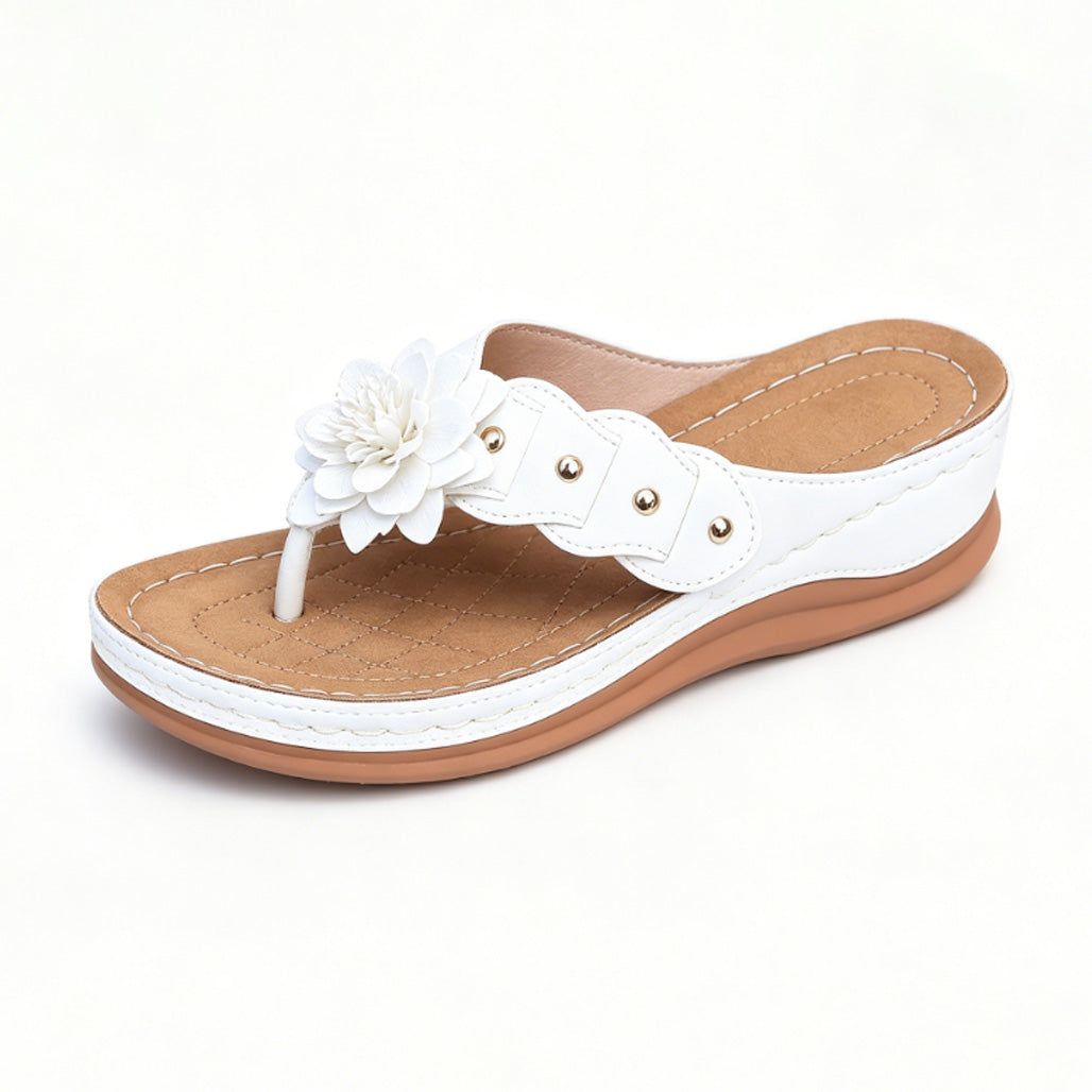 Floral Wedge Flip-Flops – Slip-On Style with Arch Support
