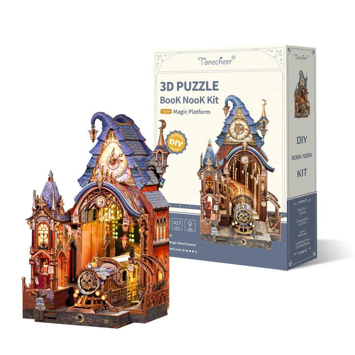 Magic Platform DIY Book Nook Kit – Light-Up Wooden Puzzle for Book Lovers