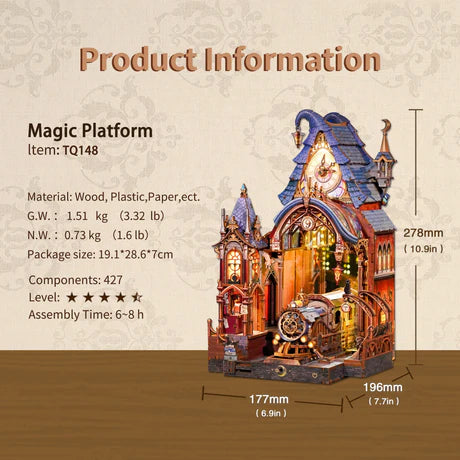 Magic Platform DIY Book Nook Kit – Light-Up Wooden Puzzle for Book Lovers