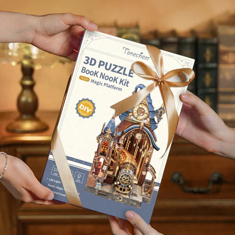 Magic Platform DIY Book Nook Kit – Light-Up Wooden Puzzle for Book Lovers